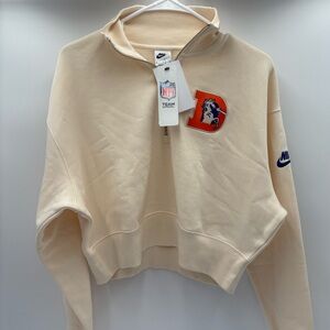 Nike‎ Denver Broncos Cropped Quarter Zip Sweatshirt NWT Cream NFL Women small